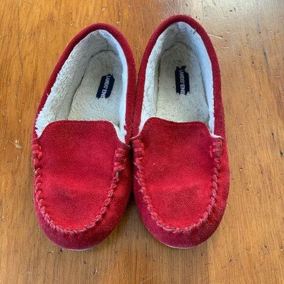 Kids lands end red slippers size 3 - Picture 1 of 4